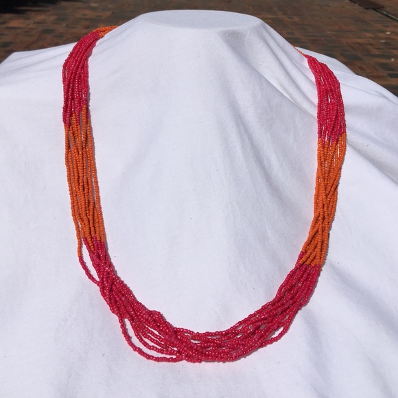 Jewelry - Orange and Pink Beaded Necklace NWOT